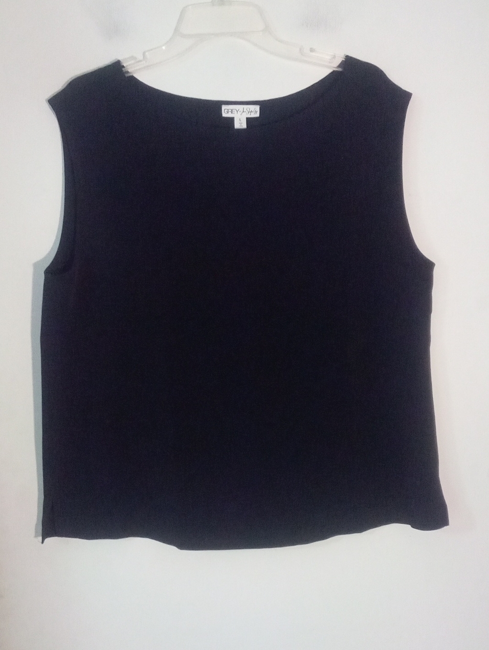 Grey By Johan Sebastian Grey Classic Black Sleeveless Top Large New NWOT